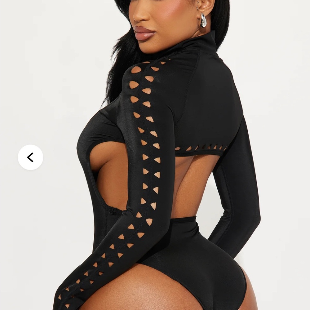 Black Cutout Long Sleeve Bodysuit